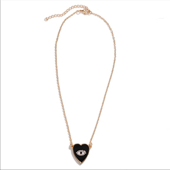 •Black Heart + Evil Eye Necklace• - Picture 3 of 4